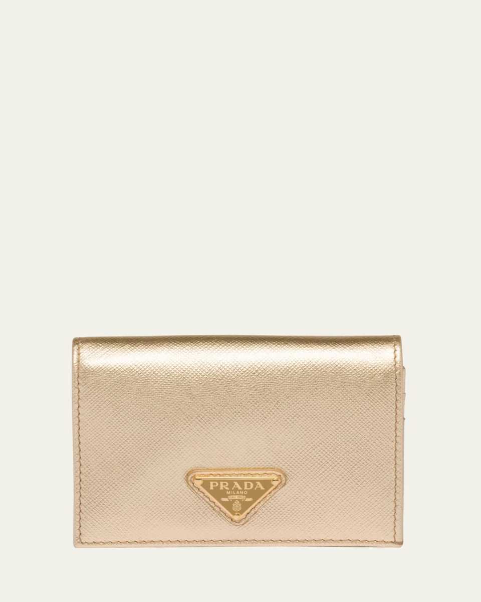 Triangle Bifold Metallic Leather Wallet